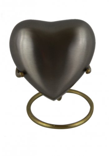 Mini Heart Shape Plain Keepsake Memorial Urn For Token Amount of Ash With Stand
