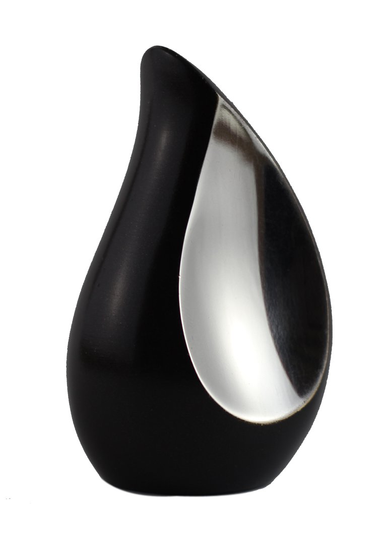 Teardrop Brass Keepsake Black Silver Urn