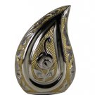 Silver and Gold Finish Teardrop Keepsake Funeral Brass Urn