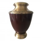 Maroon Antique Engraved Border Adult Funeral Urn
