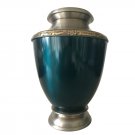 Blue Antique Engraved Border Adult Funeral Urn