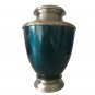 Blue Antique Engraved Border Adult Funeral Urn