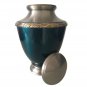 Blue Antique Engraved Border Adult Funeral Urn