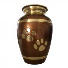 Pet Memorial Urns - Walking Paw Prints Brown Pet Cremation Urn For Pet Ashes