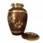 Pet Memorial Urns - Walking Paw Prints Brown Pet Cremation Urn For Pet Ashes