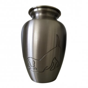 Dog Memorial Classic Pewter Cremation Urn For Pet Ashes