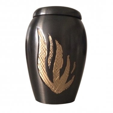Mini Keepsake Memorial Urn For Ashes In Golden Color Palm With Velvet Box