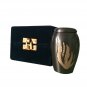 Mini Keepsake Memorial Urn For Ashes In Golden Color Palm With Velvet Box