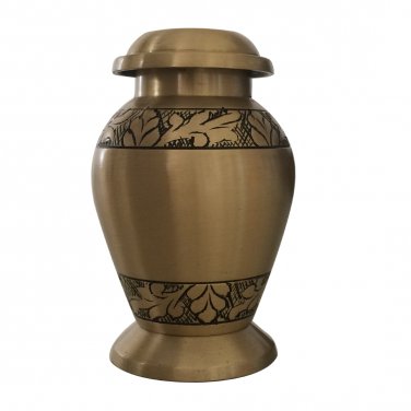 Engraved Brushed Brass Keepsake Cremation Urn