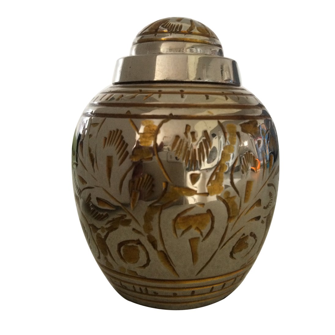 Gold Color Flower Dome Top Keepsake Urn