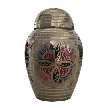 Farnham Flower Keepsake Urn with Enamel Color, Mini Urn for Ashes