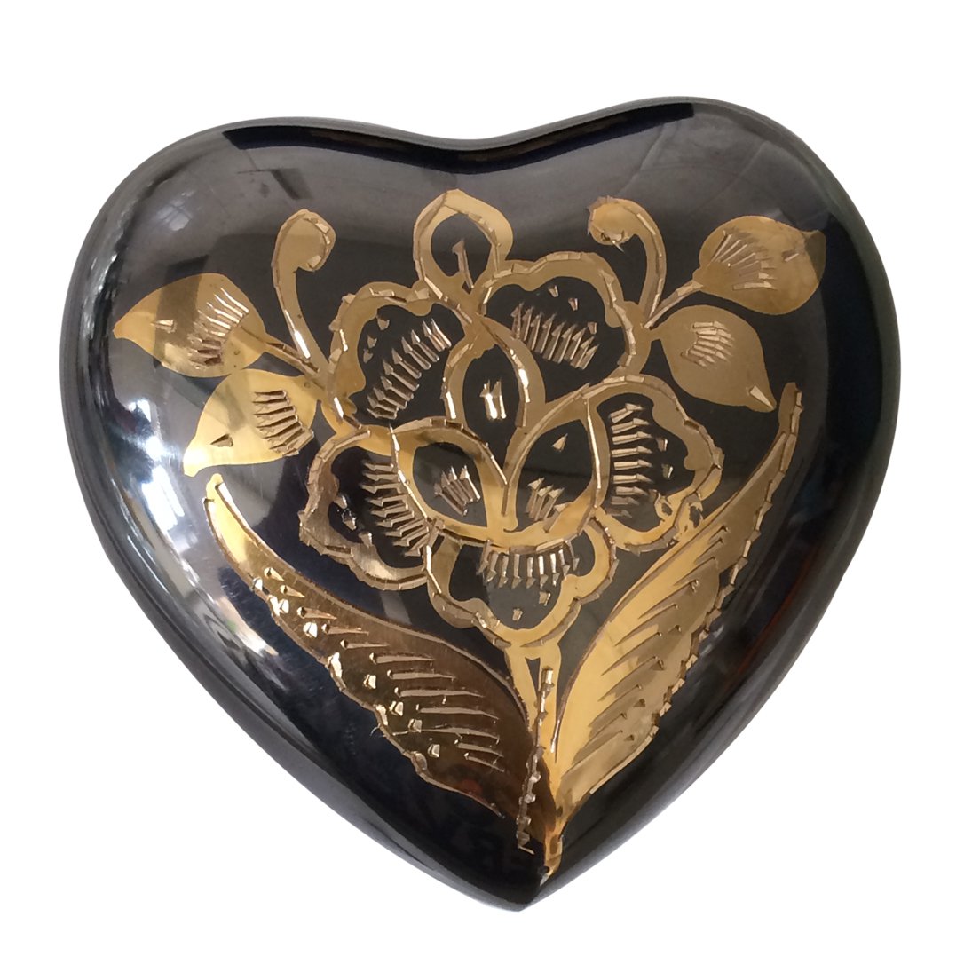 Classic Nickel Black Heart Keepsake Urn, Funeral Urns