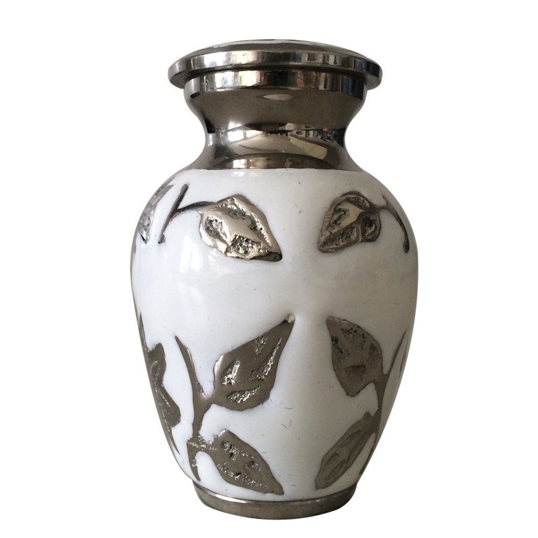 Black & White Flower Cremation Brass Urn