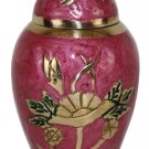 Small Keepsake Rose Floral Funeral Urn For Ashes With Velvet Box