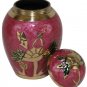 Small Keepsake Rose Floral Funeral Urn For Ashes With Velvet Box