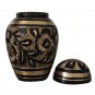 Mini Etched Ebony Keepsakes Memorial Urn For Ashes With Velvet Box
