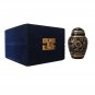 Mini Etched Ebony Keepsakes Memorial Urn For Ashes With Velvet Box