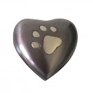 Mini Heart Shape Midnight Paw Print Pet Cremation Urn For Pet Ashes With Stand