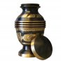 Black & Gold Engraved Floral Keepsake Urn, Mini Cremation Urns for Ashes