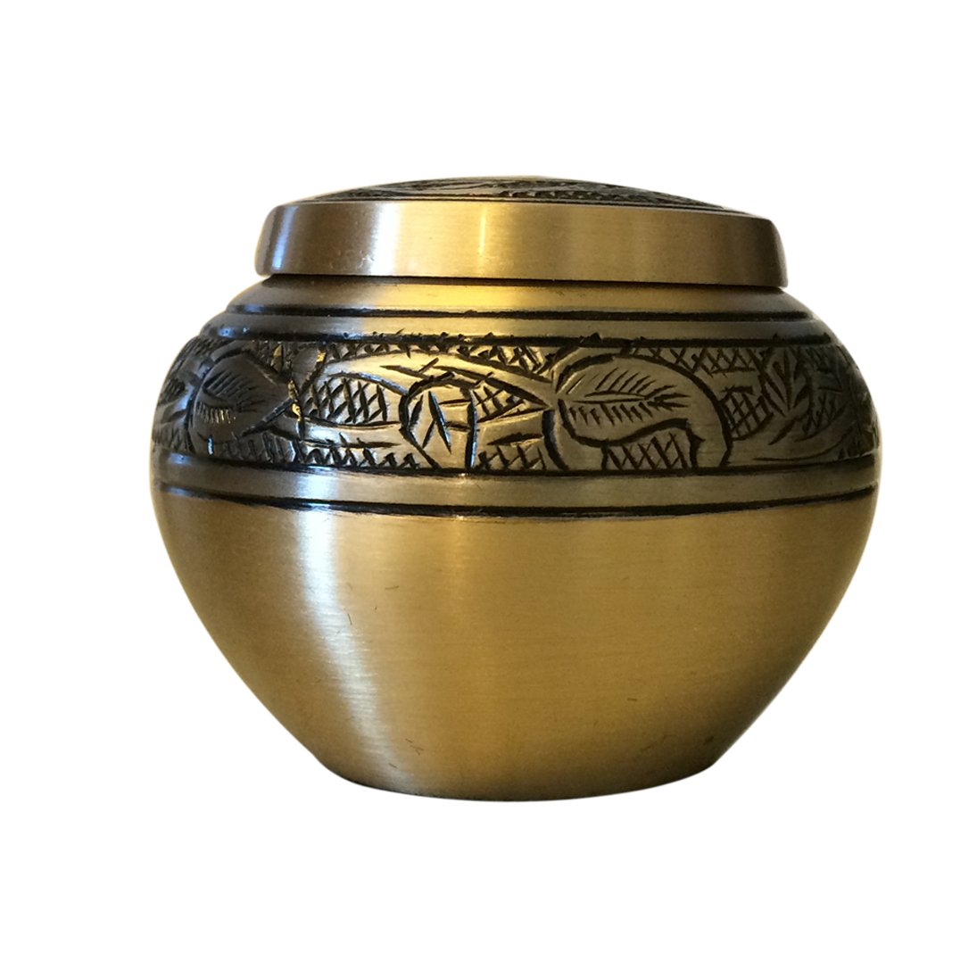 Gold Engraved Round Keepsake Urn, Mini Cremation Urns for Ashes
