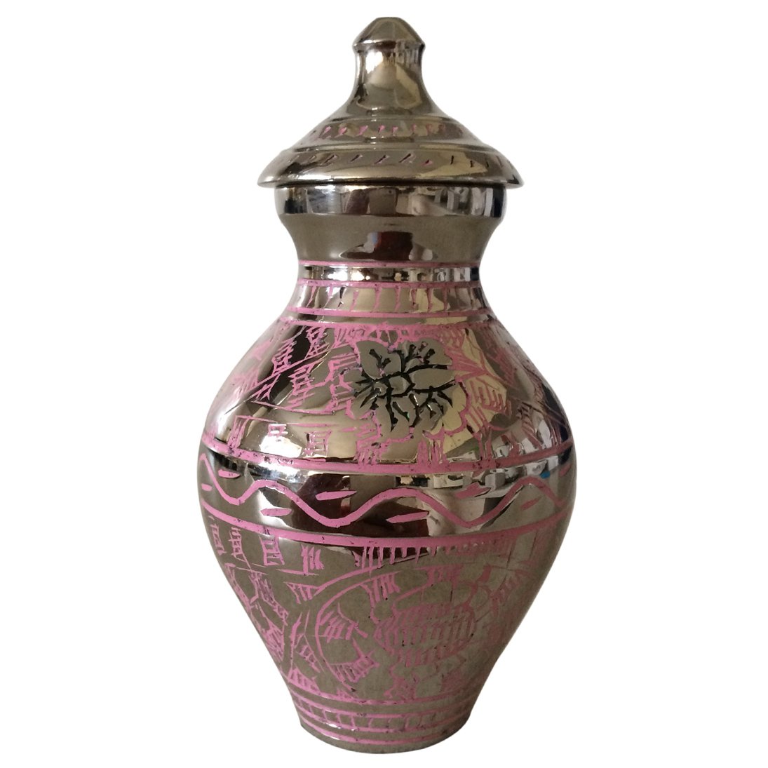 Engraved Pink Butterfly Small Urn, Mini Cremation Urns for Ashes