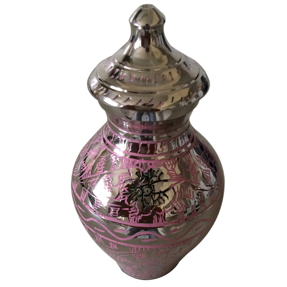 Engraved Pink Butterfly Small Urn, Mini Cremation Urns For Ashes