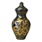 Flower Engraved Black And Gold Small Sized Urn, Mini Cremation Urns for Ashes