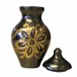 Flower Engraved Black And Gold Small Sized Urn, Mini Cremation Urns for Ashes