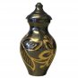 Flower Engraved Black And Gold Small Sized Urn, Mini Cremation Urns for Ashes