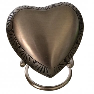 Pewter Leaf Band Heart Keepsake Urn with Stand