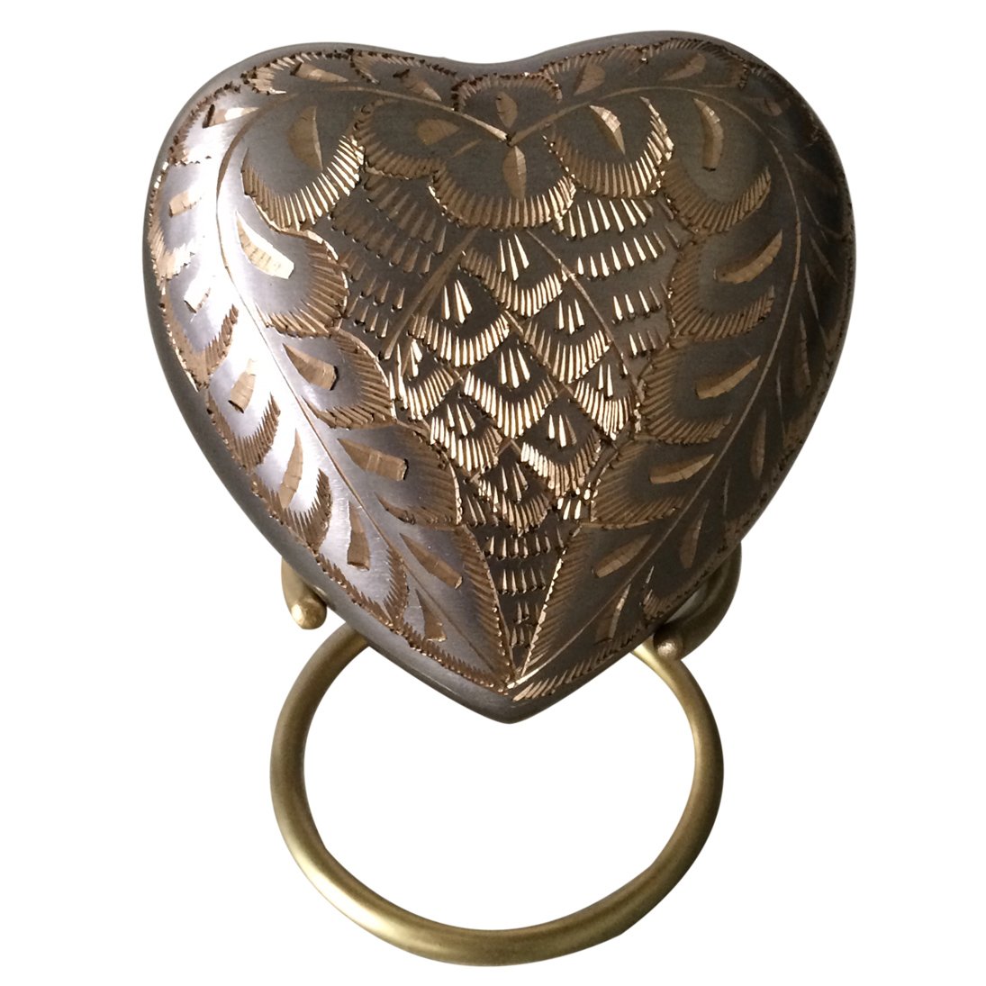 Elegance Platinum Heart Keepsake Urn with Stand