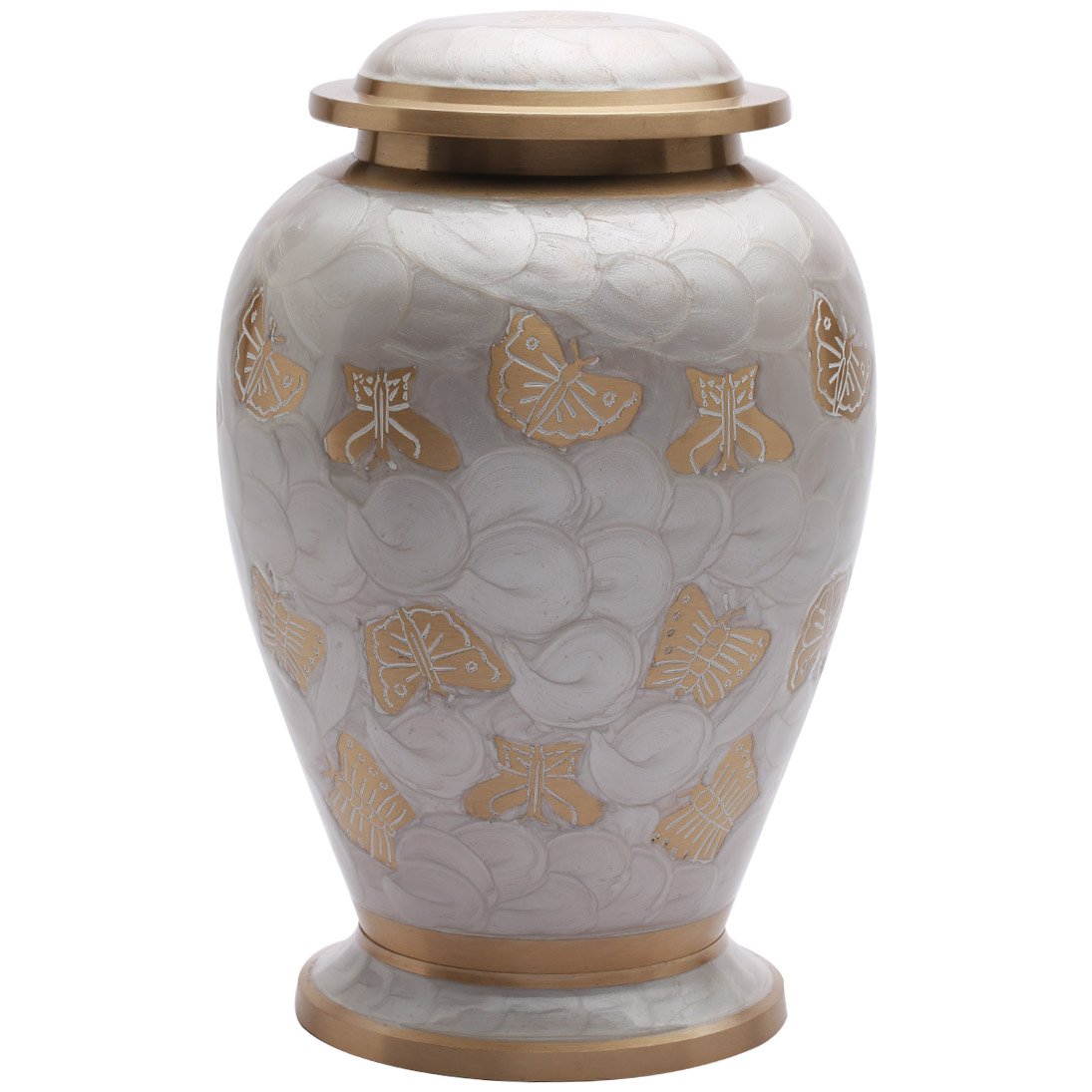 Butterflies Pearl White Adult Memorial Urn for Human Ashes, Large ...