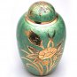 Big Dome Top Green Floral Adult Memorial Urn, Human Cremation Urns for Ashes