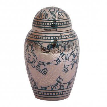 Small Dome Top Going Home Teal Keepsake Urn Ashes, Keepsake Cremation Urns