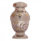 Silver Flower Engraved Golden Keepsake Urn, Small Cremation Urns Ashes