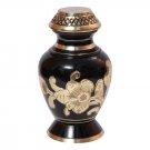 Silver Flowers Blue Decorative Mini Funeral Keepsake Urn Ashes, Brass Memorial Urns