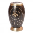 Golden Creeper Engraved Little Keepsake Urn for Human Ashes, Cremation Brass Urns
