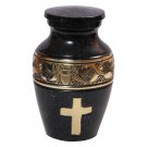 Custom Golden Cross Engraved Mini Keepsake Urn for Human Cremains, Human Cremation Urns