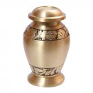 Classic Engraved Brushed Brass Mini Keepsake Urn, Angel Memorial Urns Ashes