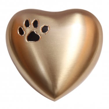 Paw Print Golden Mini Heart Keepsake Urn for Ashes, Pet Memorial Urns