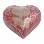 Silver Rose Engraved Pink Small Heart Cremation Urn Ashes, Flower Heart Urns