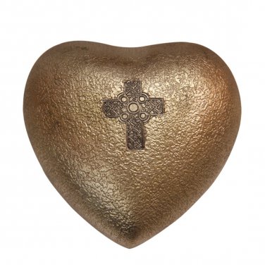 Celtic Cross Mini Heart Keepsake Urn for Human Ashes, Cross Memorial Urns