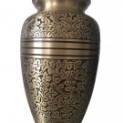 Antique Nickel Engraved 7" Cremation Urn for Ashes, Medium Urns Ashes