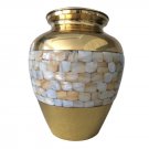 7" Inches Elite Mother of Pearl Cremation Urn for Memorials, Funeral Urn for Ashes