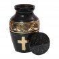 Custom Golden Cross Engraved Mini Keepsake Urn for Human Cremains, Human Cremation Urns