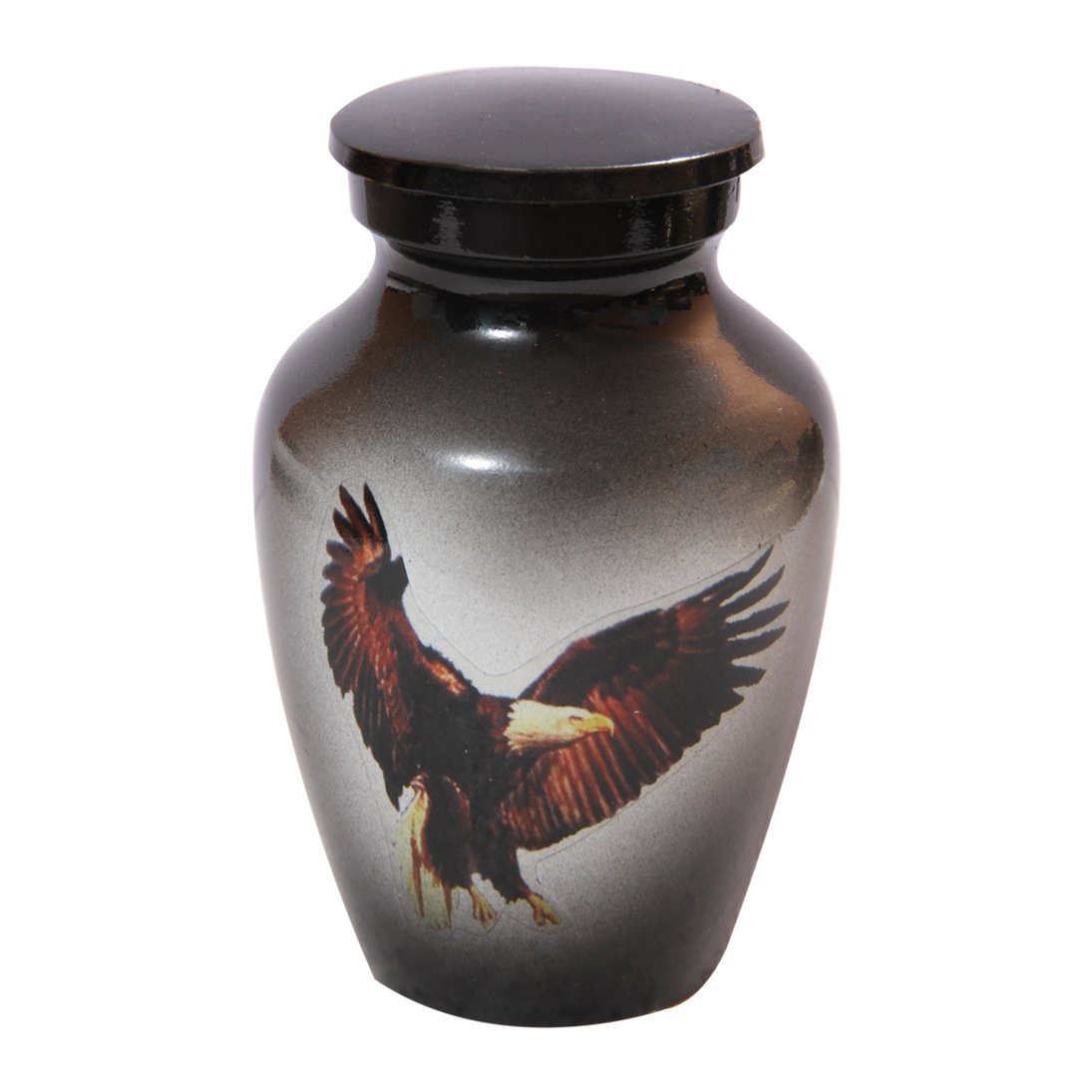 Gray with Bald Eagle Mini Keepsake Urn Funeral Ashes, Personalised
