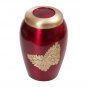 Lovely Golden Soaring Butterfly Pink Keepsake Urn for Ashes, Memorial Brass Urns