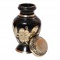 Silver Flowers Blue Decorative Mini Funeral Keepsake Urn Ashes, Brass Memorial Urns