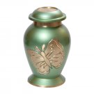 Lite Teal Butterfly Keepsake Urn Ashes, Cremation Memorial Urns