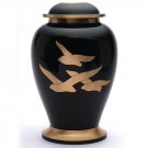 Large Going Home Black Adult Urn for Human Ashes, Brass Memorial Cremation Urns